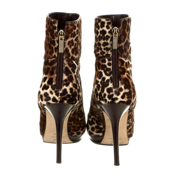 Jimmy Choo 8.5 Calf Hair ALANIS Platform Ankle Boots Leopard Print Stiletto Heel - Picture 6 of 9